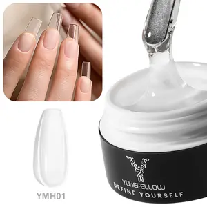 YOKEFELLOW Builder Nail Gel YMH01 15g 0.5oz Clear HEMA-free TPO-free Self Leveling Hard Gel Nail Extension Gel UV LED Lamp Cured for Healthy Nails Friendly for Beginners