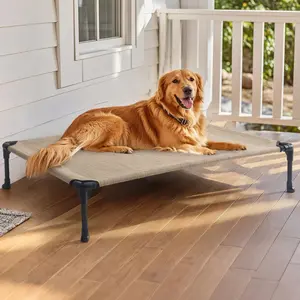 Veehoo Outdoor Elevated Dog Bed for Large Dogs Cooling Raised Cots with Breathable Mesh No-Slip Feet Training Platform Hammock for Comfort Stability