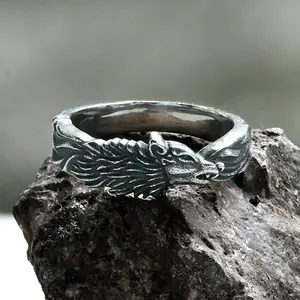 GTHIC Wolf Loyalty Stainless Steel Animal Ring for Men Women Statement Jewelry Daily Wear