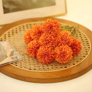 20 Packs Artificial Flower Plants Ball Hydrangea, Orange Silk Autumn Flowers for Wedding Bouquets Home Kitchen Garden Party Gathering Decor
