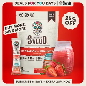 Salud 2-in-1 [Hydration + Immunity - Fresa | Strawberry ] Electrolytes Powder, Agua Fresca Drink Mix, Elderberry, Dairy & Soy Free, Non-GMO, Gluten Free, Vegan, Low Calorie, 1g Sugar (15 Servings)