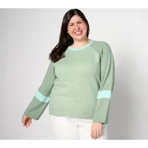 LOGO by Lori Goldstein Colorblock Long Sleeve Sweater
