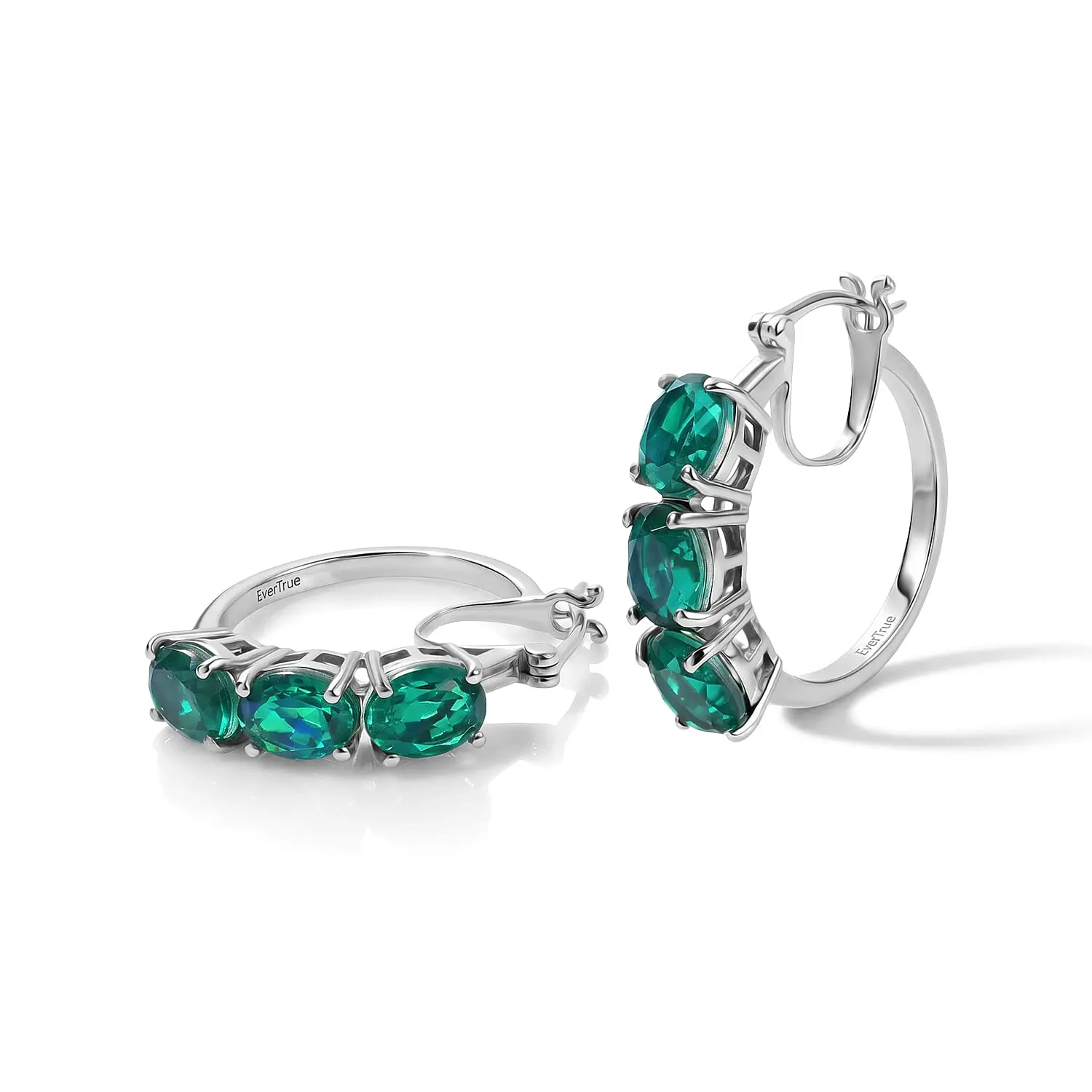 EverTrue Peacock Triplet Quartz  Full Hoop Earring in Platinum Bond 9.00 ctw