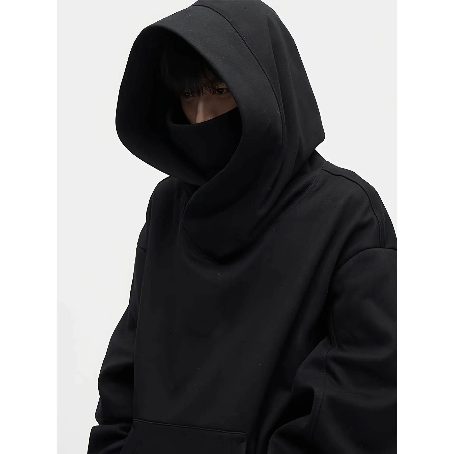 Men'S High Street Heavy Industry Plush American Style Hoodie Ninja Function Oversize Shoulder Pullover Novelty Hoodie Hoodie Camo Oversized Fleece Hoodie