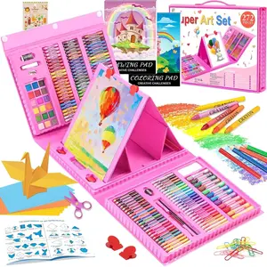 Art Supplies, 272 Pack Art Set Drawing Kit for Girls Boys Teens Artist, Deluxe  Art Box with Trifold Easel, Origami Paper, Coloring Book, Drawing Pad, Pastels, Crayons, Pencils, Watercolors(Pink)