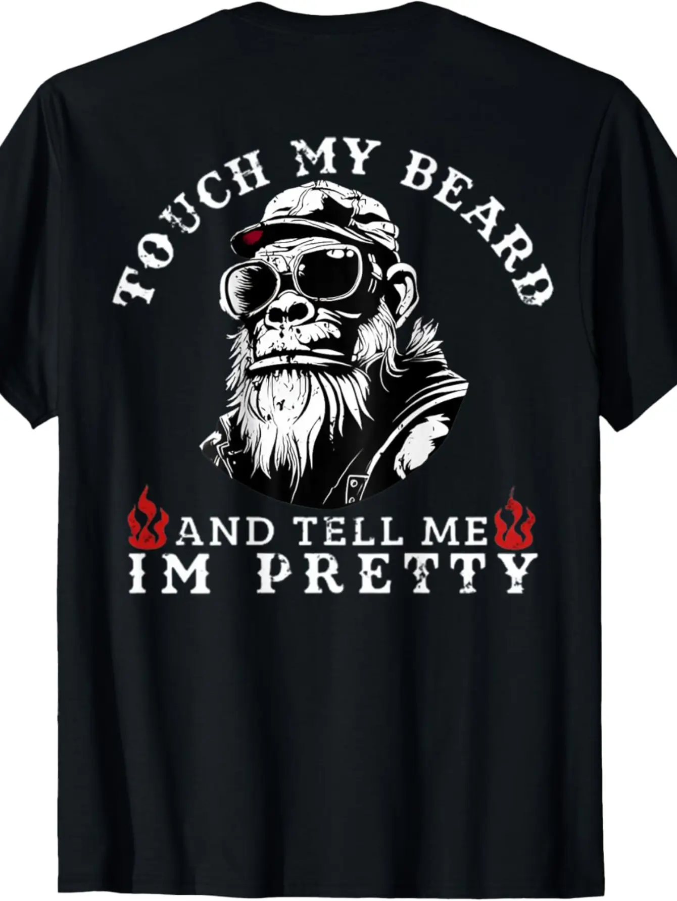 Funny _Touch My Beard  Tell Me I'm Pretty_ Men'S T unisex soft cotton short sleeve t shirt, vintage graphic casual tee for men women teens, perfect birthday holiday gift for camping travel gym daily street casual wear