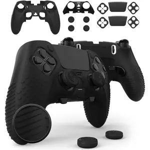 Eclipse PS5 EDGE Controller  Combo Set | Dock Compatible, Protector Decals, Anti-Slip Soft Gel  Cover, Faceplate Shell & Thumb Grips for  5 DualSense EDGE (Black)