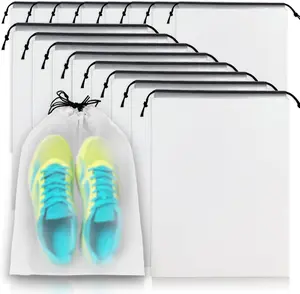 10PCS Shoe Bags for Travel - Travel Shoe Bag Dust Bags for Storage, Travel, Luggage, Drawstring Shoe Bags, Transparent and Waterproof