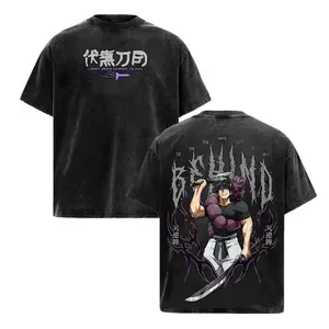 Toji Fushiguro Tee, Jujutsu Kaisen Anime Double Printed T-Shirt, Cursed Weapon Sorcerer Graphic, Vintage Washed Oversized Streetwear, Heavyweight Cotton Unisex Anime Shirt