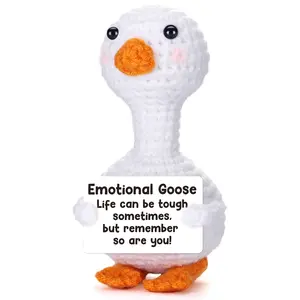Adorable Handmade Crochet Goose Mini Plush Stuffed Doll Soft Cute Keychain Bag Charm Car Ornament Office Desk Decor Stress Relief Toy Unique Gift For Birthday Graduation Mother’s Day Fathers Day Party Favors