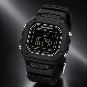 Minimalist Square Digital Watch | Waterproof Swimming Sports Electronic Wristwatch with Alarm & LED Single Display | Trendy Fashion Casual Timepiece for Men Women Teens | Durable Daily Wear Everyday Accessories Perfect Gift