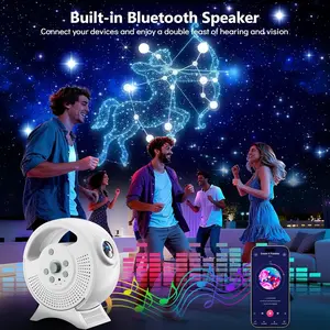60 Scene Galaxy Star Projector, Adjustable Focus Bluetooth-compatible Speaker, Remote Timer Ceiling Light, Bedroom Kids Party Gift