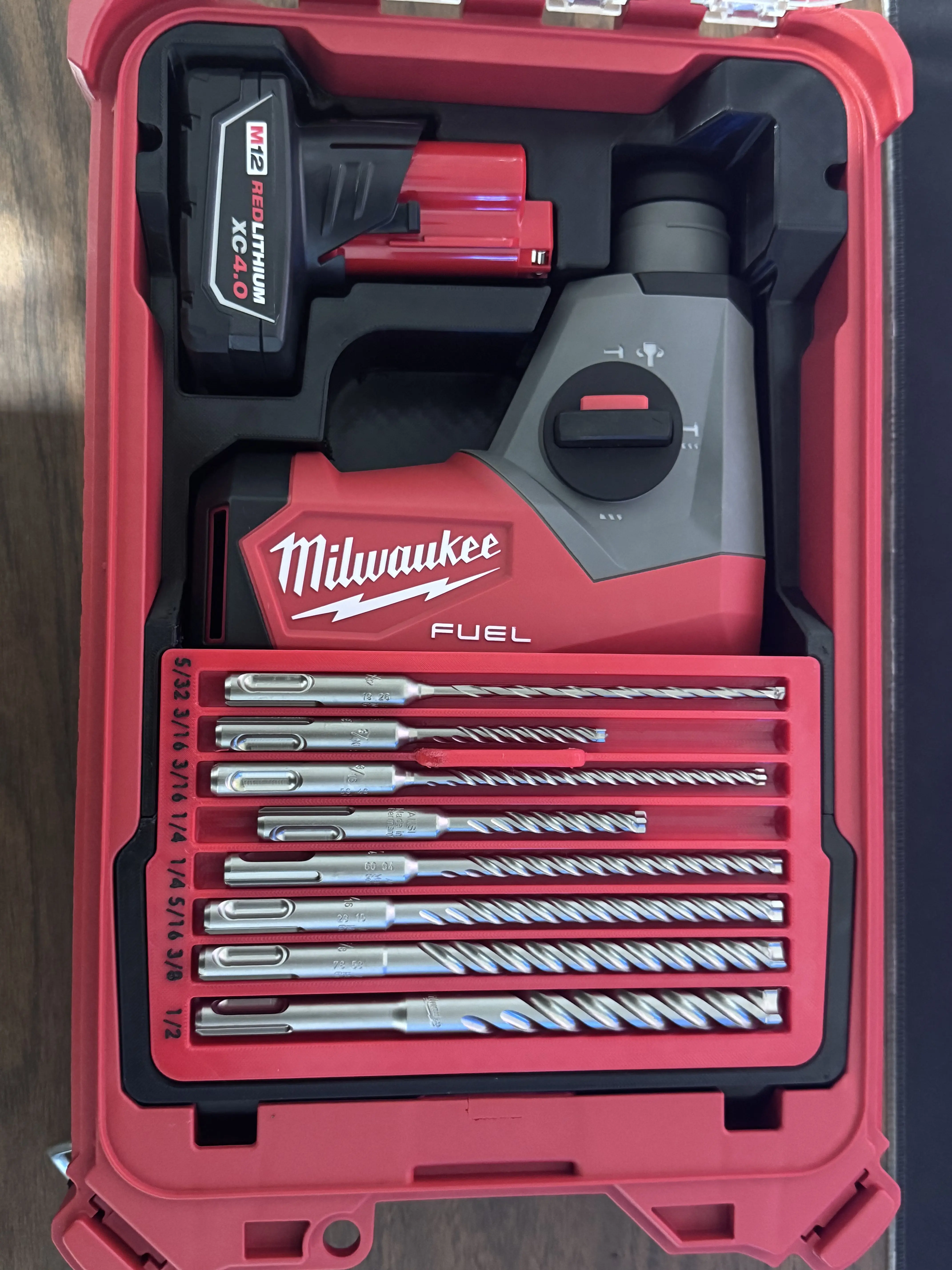 Milwaukee M12 FUEL 5/8” SDS Plus Rotary Hammer, Power Tool Packout Insert for Tools & Hardware Applications