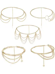 5PCS Chain Belts for Women Waist Chains Summer Beach Hip Belly Body Chains Jewelry