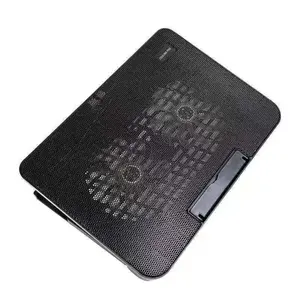 One portable notebook laptop cooling pad with heat sink, featuring two large silent fans, a metal panel, USB power supply, LED b