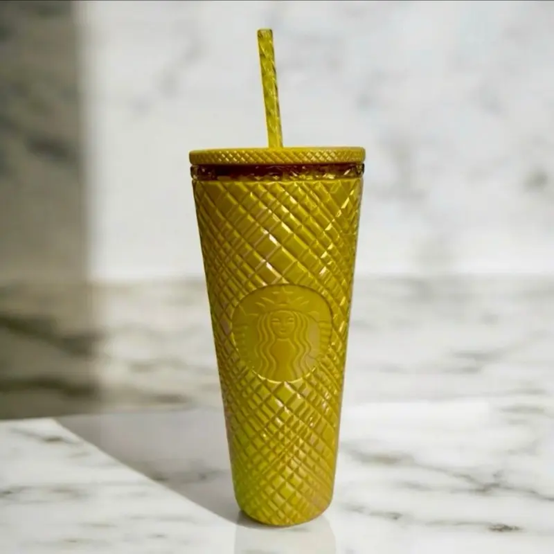 NWT Starbucks 2025 Spring Iridescent Yellow Jewel Gem Cold Cup Tumbler