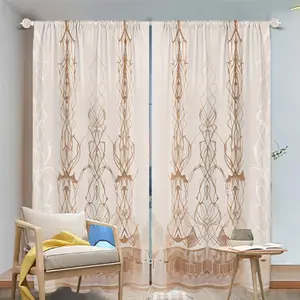 2Pcs Abstract Pattern Curtains for Living Room Bedroom Window Treatment, Modern Decorative Drapes with Unique Line Art Design, Light Filtering Coverings, Home Decor, Privacy Enhancing Panels Translucent tube bag design