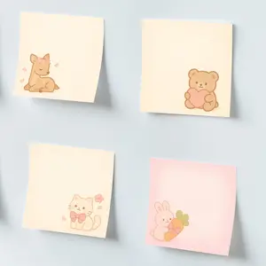Cute Sticky Notes 3x3 inch 4 Pads, Kawaii Animal Self-Stick Memo Pads Set (Deer, Bear, Cat, Rabbit) - Cute Office Supplies, Teacher Appreciation Gifts, Birthday Presents, Stocking Stuffers