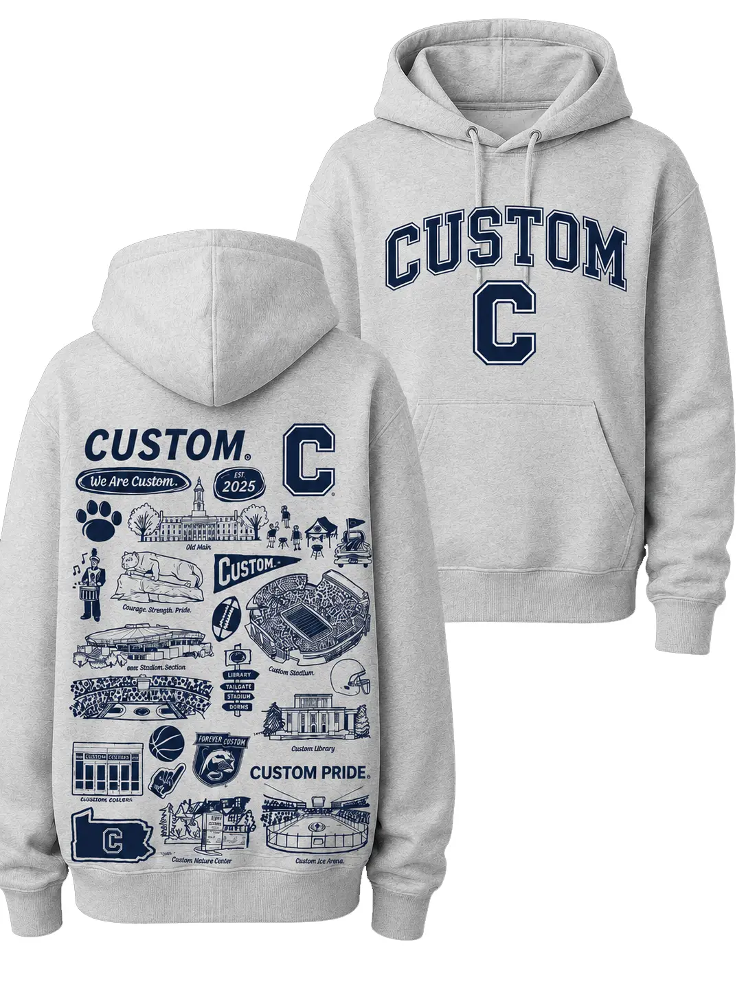 Custom College Hand Sketched Hoodie, Personalized Varsity Shirt, Custom Letter Logo Shirt, Unisex School Spirit Outift, Back to School Gift