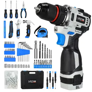 Dedeo Tool Set with Drill, Cordless Hammer Drill Tool Kit Household Power Tools Drill Set with Powerful Brushless Motor 36V Cordless Drill Set & Charger for Home Tool Kit