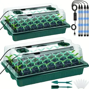 2 Seed Germination Tray Set Kits with Grow Lights