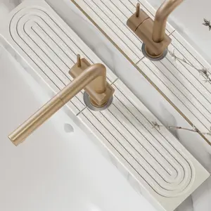 Kitchen Sink Faucet Mat, 1 Count White Fast-Drying Absorbent Faucet Splash Guard Tray, Sink Draining Mat for Bathroom Counter, Household Items, Water Splash Guard, Water Splash Proof, Splash Pad