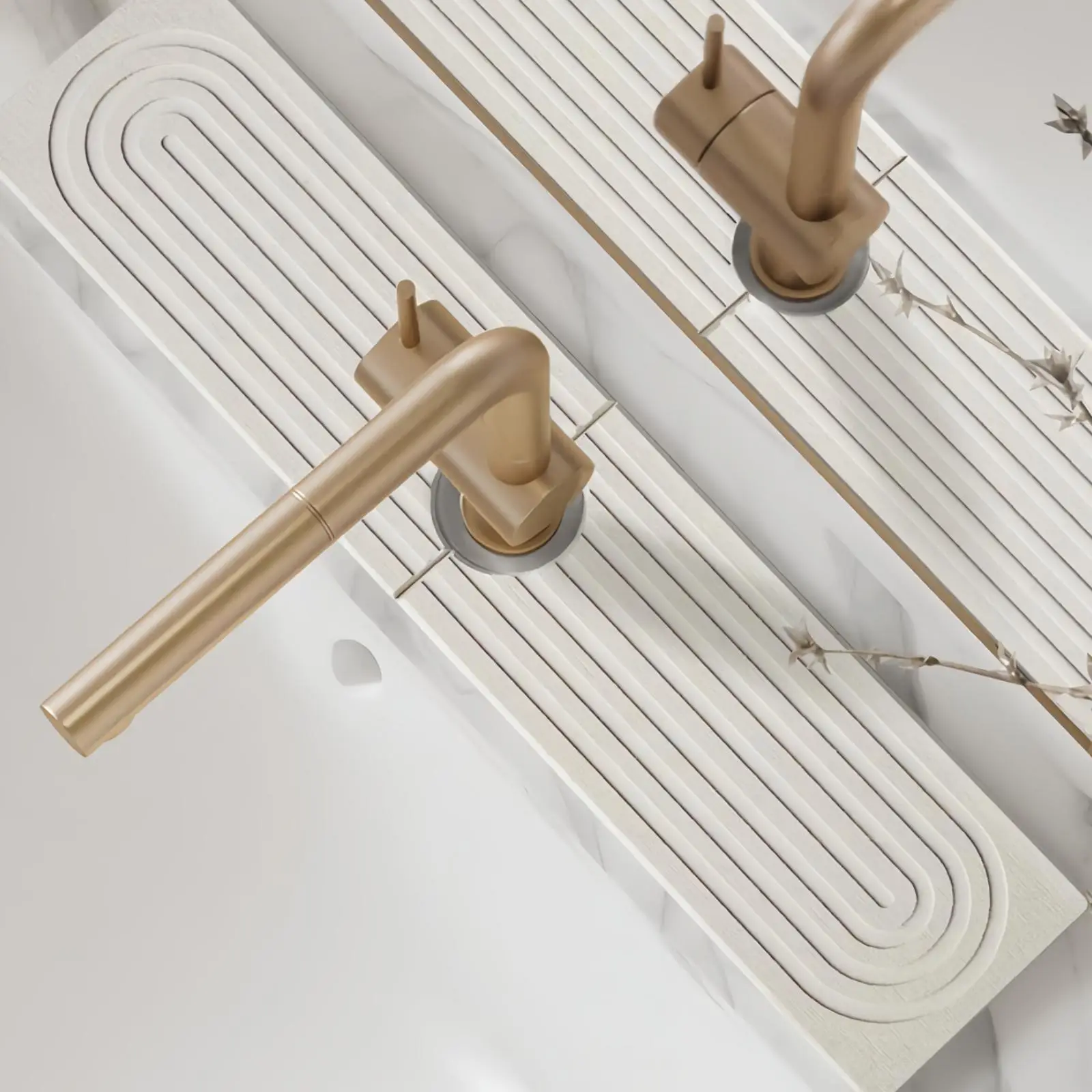 Kitchen Sink Faucet Mat, 1 Count White Fast Drying Sink Tray, Absorbent Sink Draining Board, Splash Guard Gutter, Faucet Splash Guard for Bathroom Cou