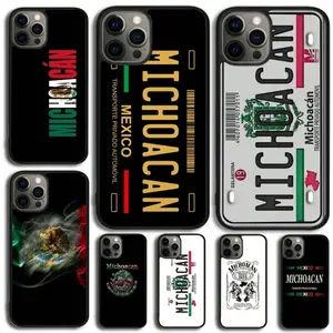 Customized Michoacan License Plate Embroidery Silicone Smartphone Casing - Protective Tech Accessory for iPhone 11,12,13,14,15,16,17, Plus, Pro Max Devices with Protection Features
