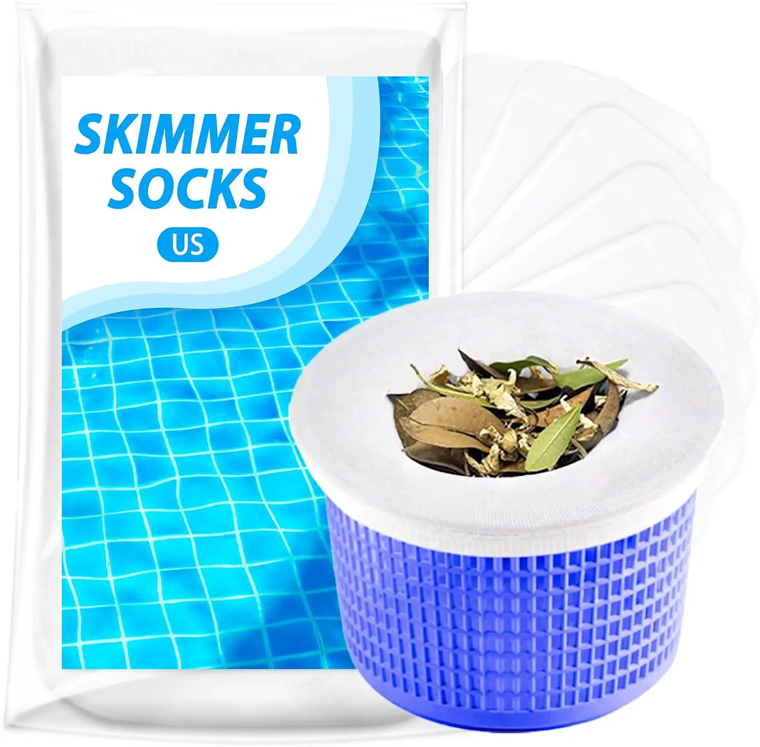 Summer Spring Gift Pool Skimmer Socks, 20 Pack Pool Socks for Skimmer Basket, Reusable Pool Filter Socks for Inground and Above Ground Pools, Heavy Duty Nylon Mesh Skimmer Basket Sock Traps Debris, Leaves & Dog Hair