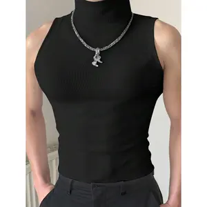 Manfinity Dauomo Men's Solid Color Stand Collar Sleeveless Slim Fit Casual Vest