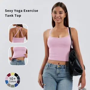 Tenwolf Women's Sports Tank Top, Women's Yoga Tank Top, High-Intensity Quick-Dry Workout Top, Casual Outdoor Versatile Top, Built-In Padding, Suitable for Gym Workouts, Running, and Everyday Wear Halter workout tops Sportswear Sweat Wicking Breathable