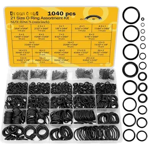 1040 count 21 Size O Ring Assortment Kit, Industrial-Grade  Rubber O-Rings for Automotive Repairs, Kitchen Faucets,  Washers and Assorted Plumbing - Durable & Oil Resistant