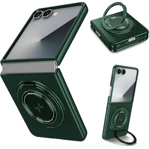 Magnetic Ring Stand for Samsung Galaxy Z Flip 7 Case [Compatible with Mag-Safe] Military Grade Shockproof Z Flip 7 Phone Case Kickstand Protective Cover for Samsung Z Flip 7 5G (Green)