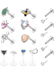 14 PCS 16G Tragus Piercing Jewelry Medusa Piercing Jewelry Labret Jewelry Conch Helix Piercing Jewelry Tragus Earrings for Women Surgical Steel Screw Back Flat Back Earrings Threadless Nose Stud Lip Rings Flat Pierced Jewelry Septum Tusk Jewelry