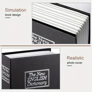 Book Safe with Key Lock - Home or Office Hidden Dictionary Diversion Safe, Metal Storage Box for Cash, Jewelry, and Valuables (Black)