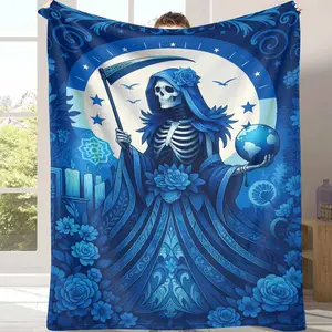 Honduras Death Flannel Blanket, Floral Print, Cozy Warm Lightweight Soft,Halloween, Gothic Decor, Living Room Sofa, Bedroom Bed,Gift