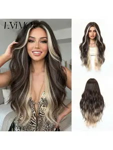 High Temperature Resistant Synthetic Fiber Full Cap Wig with Natural Looking Ombre Highlights and Loose Deep Wave Long Hair for Women Water Wave Wigs