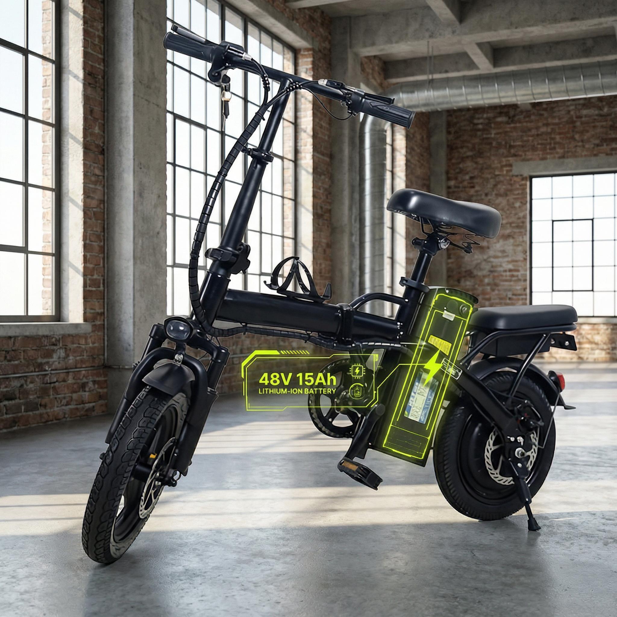 S6 22MPH Folding E-Bike | 48V 15Ah Battery, 3-Speed, 12mi Electric / 25mi+ Assist, Perfect City Commute disc brake