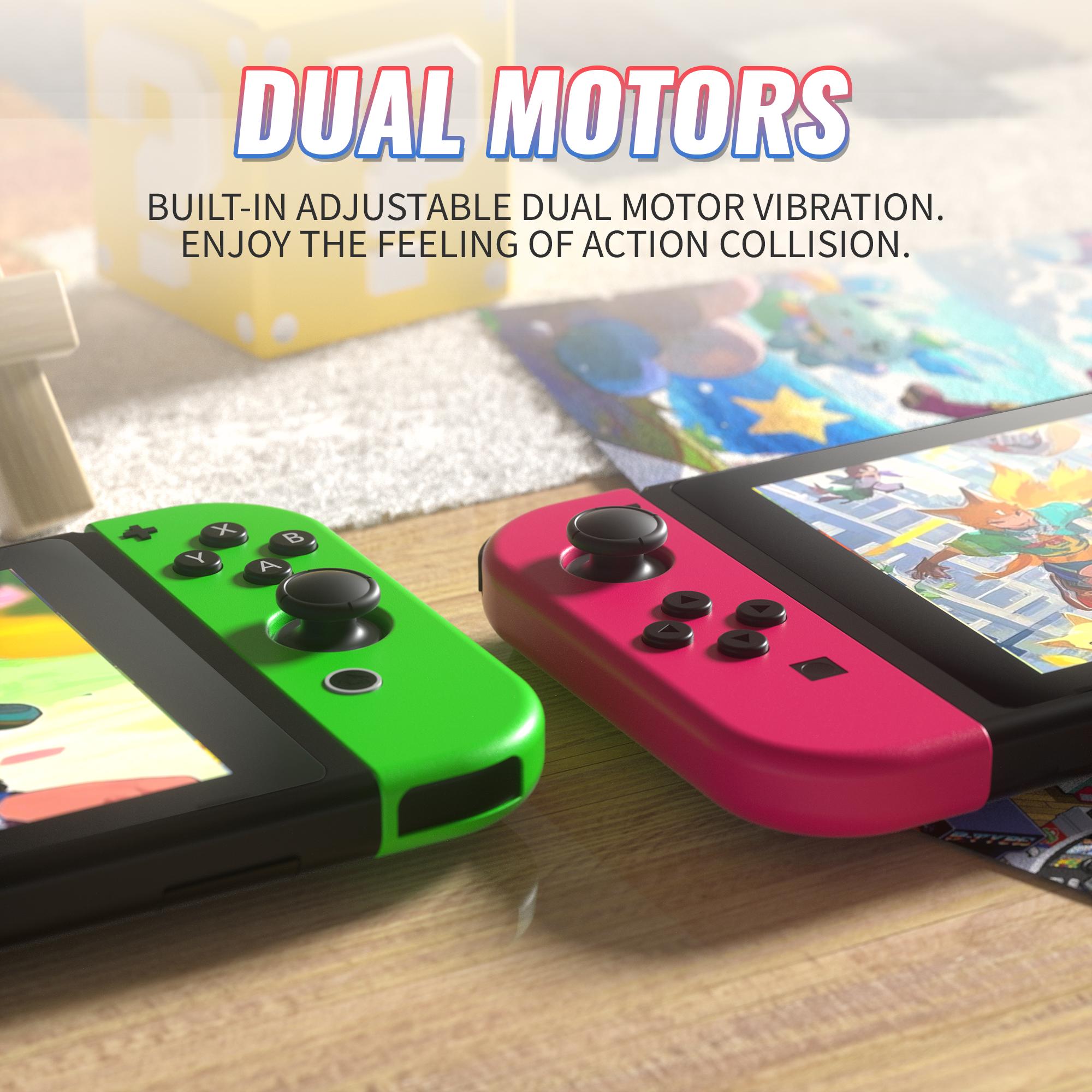 Switch Controller Set for Nintendo Switch 1/2/OLED/Lite Wireless Replacement Gamepad with Dual Vibration Motion Control 6-Axis Gyro & Wake-Up Function