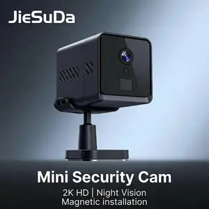JIESUDA Mini Magnetic Security Camera - 2K HD Day & Night Recording, Built-in Infrared Night Vision, 2200mAh Battery, 2-Way Audio, Easy Installation with Magnetic Base - Perfect for Home, Baby, Pet & Elderly Monitoring Lens