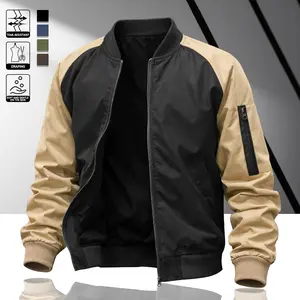 Men's casual spliced jacket, baseball collar design, comfortable and skin-friendly fabric, can be matched with sweater, shirt, T-shirt, fashionable and versatile style, retro street trend and cool style, daily out on the street, suitable for leisure commu
