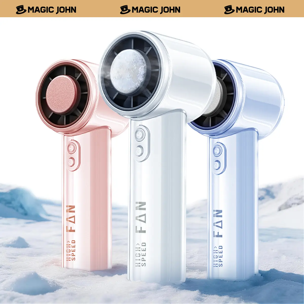MAGIC JOHN Turbo Handheld Fan – 3-in-1 Design with Turbo Cooling Technology, 12H Battery Life & Fast Charging, Perfect for Outdoor Use & Travel summerwins