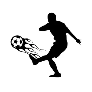 Soccer Player Flames Decal Sticker - Black Silhouette Design for Decorative Use, Ideal for Home Decor and Vinyl Ornaments