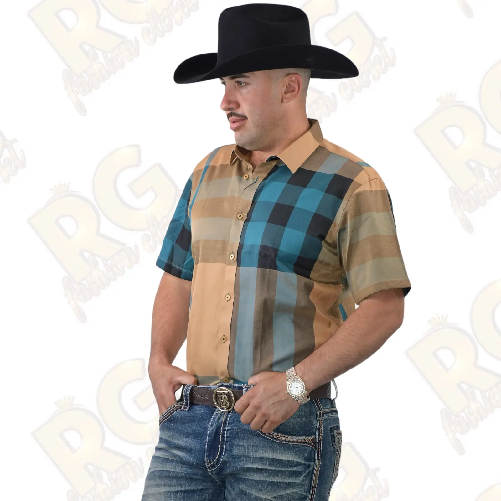 Mens Plaid Fashion Fashion Shirt Short Sleeve Menswear