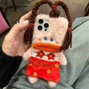 Plush Funny Sausage Mouth Phone Cases for IPhone17 16 15 14 13 12 Pro Max Mini XR XS  Plus SE 2020 7 8Case Shockproof Back Cover