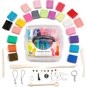 Polymer Clay Kit (24 Colors Soft Block). Modeling Oven Bake Clay Kit for Adults, &  with Sculpting Tools. Non  Molding Polymer Starter Baking Set for  Making