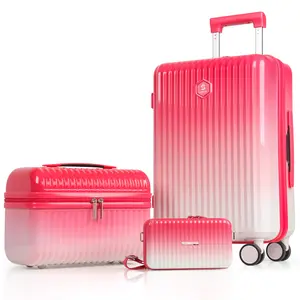 3pcs Hard Shell PC Luggage Set, 8/14/20 Inch TSA-Friendly Carry-On Suitcases, Lightweight Durable with Combination Lock, Zipper Closure, Spinner Wheels