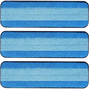 3 Pack Microfiber Cleaning Pads for Bona Mop, Safe for Hardwood and Hard-Surface Floors, Reusable Microfiber Mop Pads for 18 Inch Mop, No Residue, Super-Absorbent, Over 500 Machine Washes, Mr. Scrub