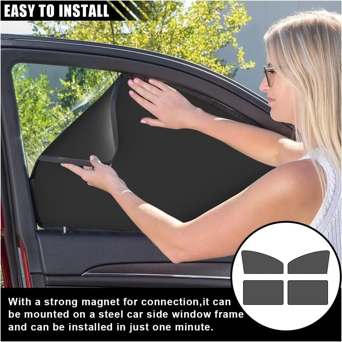 Car Window Sunshade Curtain, Magnetic UV Protection, Heat Insulation, Privacy Blind for Summer, Sleeping, Camping, Vehicle Window Cover, Magnetic Sunshades, Uv Protective Sunshade, Car Sunshade Curtains