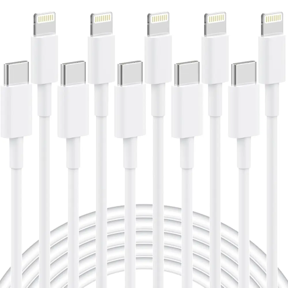 5 Pack 3.2FT/6FT Lengths USB C to Lightning Cable, Charging Cable Set, Cable Bundle, MFi Certified PD 20W iPhone Charger Fast Charging Cord Durable Tangle-Free iPhone Charger Cord for iPhone 14/13/12/11/X/8/7/Plus, iPad, AirPods, USB C Cables